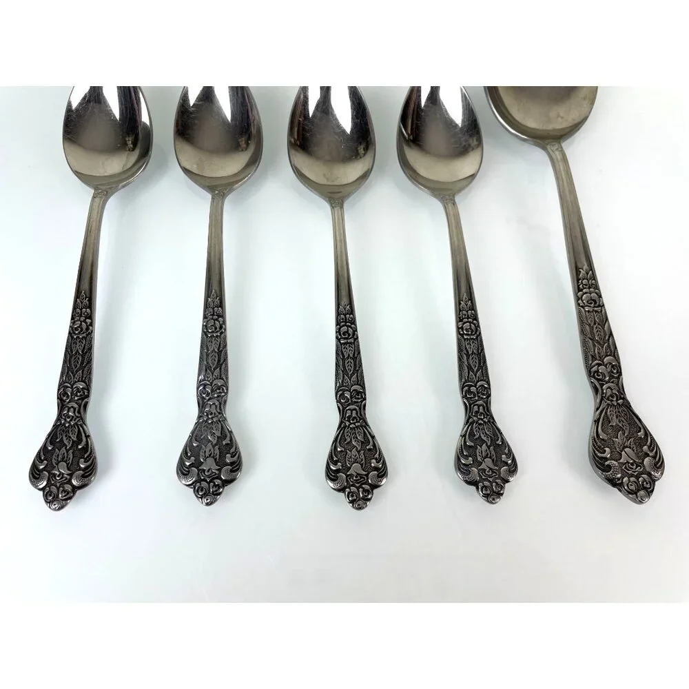 Set of 4 + 1 Serving Versailles Stainless Steel MSI Made in Japan Spoons 6.5